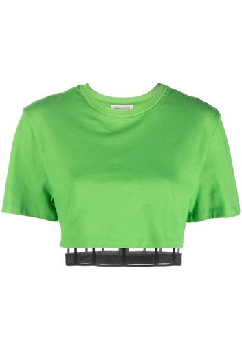 Alexander McQueen cropped cut-out T-shirt - Grün