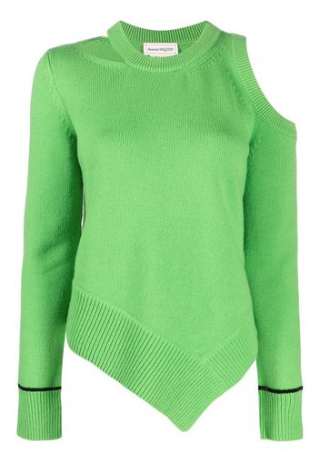 Alexander McQueen cold-shoulder wool jumper - Grün