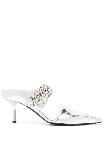 Alexander McQueen Mules aus Leder 70mm - Silber