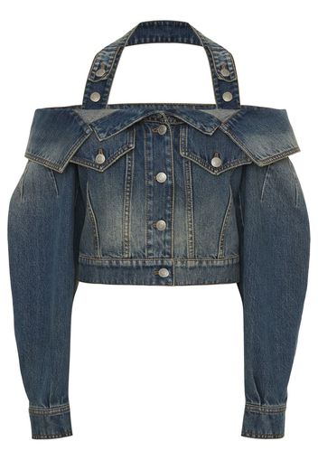 Alexander McQueen cut-out denim jacket - Blau