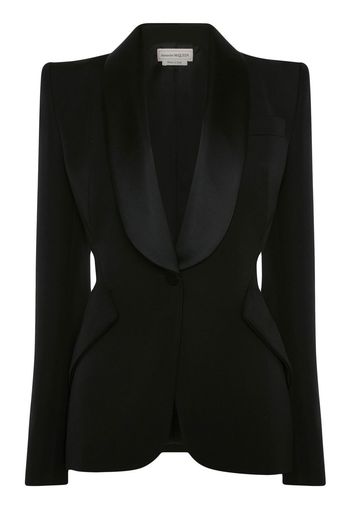 Alexander McQueen satin-trim wool jacket - Schwarz