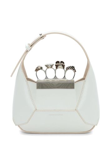 Alexander McQueen Jewelled Hobo leather mini bag - Weiß