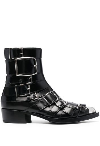 Alexander McQueen Punk buckle-detail ankle boots - Schwarz