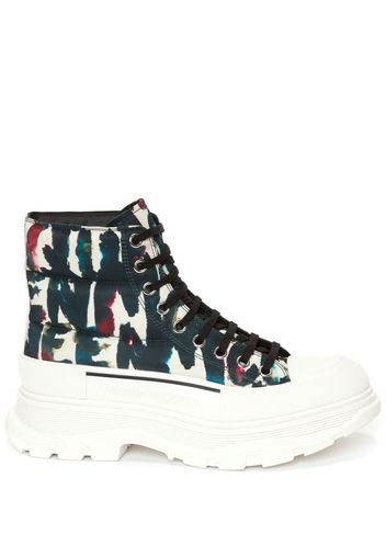 Alexander McQueen graffiti-print high-top sneakers - Grün