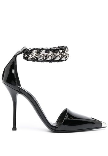 Alexander McQueen 105mm chain-trim leather pumps - Schwarz