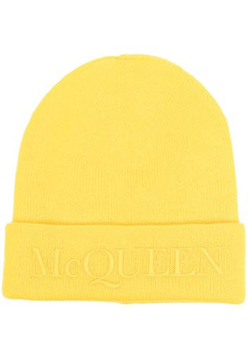 Alexander McQueen logo-embroidered cashmere beanie - Gelb