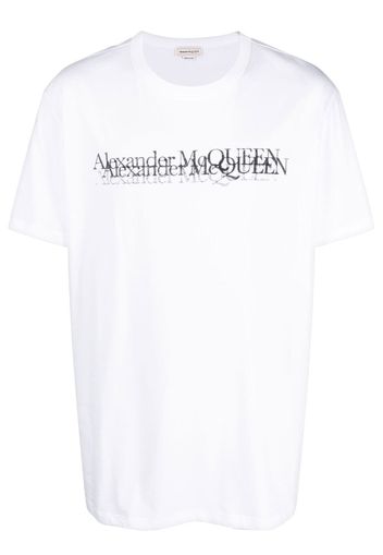 Alexander McQueen logo stamp cotton T-shirt - Weiß