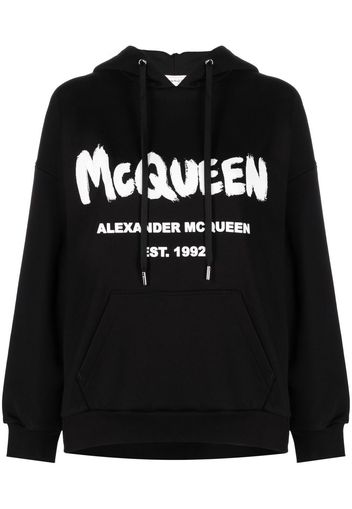 Alexander McQueen logo-print drawstring hoodie - Schwarz