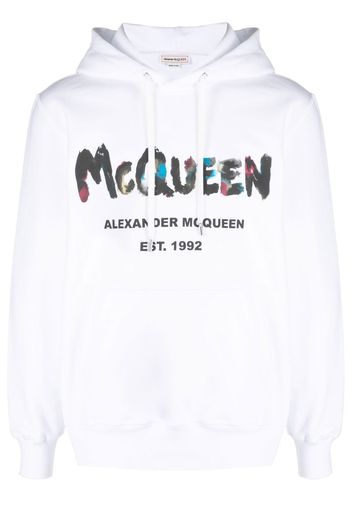Alexander McQueen Graffiti-print cotton hoodie - Weiß