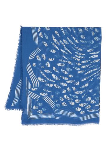 Alexander McQueen skull-print modal scarf - Blau