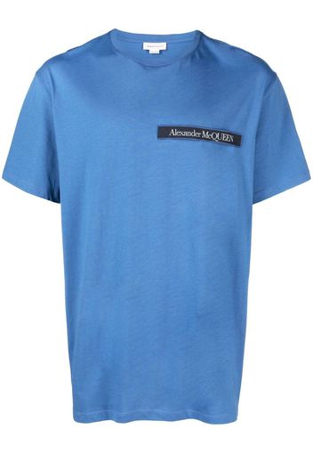 Alexander McQueen short-sleeved logo-patch T-shirt - Blau