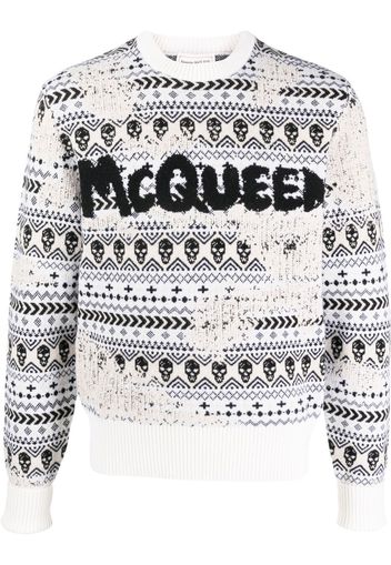 Alexander McQueen intarsia-pattern jumper - Nude