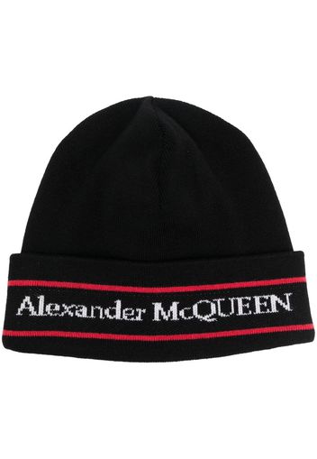 Alexander McQueen logo intarsia-knit cashmere beanie - Schwarz