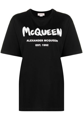 Alexander McQueen T-Shirt mit Logo-Print - Schwarz