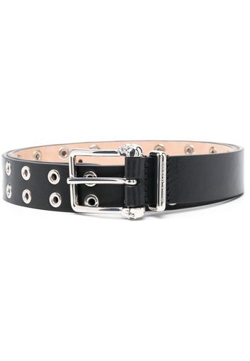 Alexander McQueen eyelet-studded calf leather belt - Schwarz