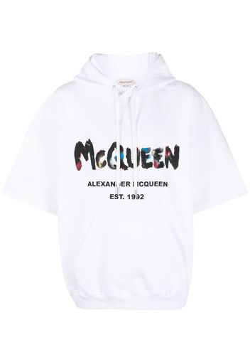 Alexander McQueen logo-print short-sleeved hoodie - Weiß