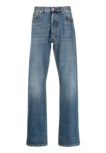 Alexander McQueen turn-up cuff straight-leg jans - Blau