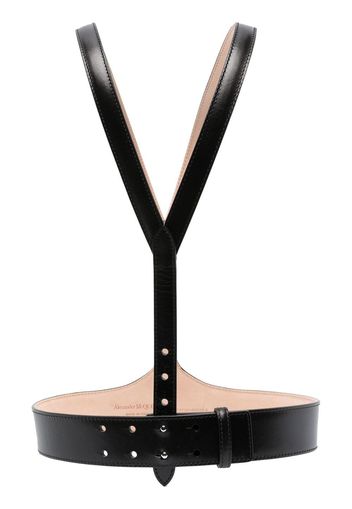 Alexander McQueen Y-shaped leather braces - Schwarz