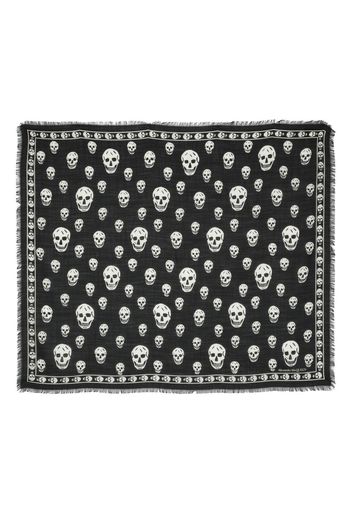 Alexander McQueen skull-print wool scarf - Schwarz