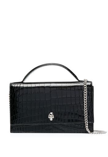 Alexander McQueen crocodile-effect patent leather shoulder bag - Schwarz