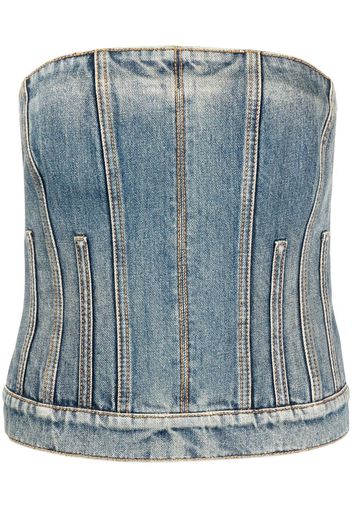 Alexander McQueen strapless denim top - Blau