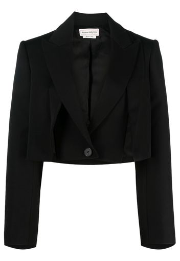 Alexander McQueen cropped wool blazer - Schwarz