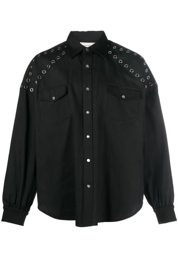 Alexander McQueen eyelet-detail denim shirt - Schwarz