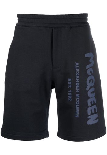 Alexander McQueen Graffiti-print Bermuda shorts - Blau