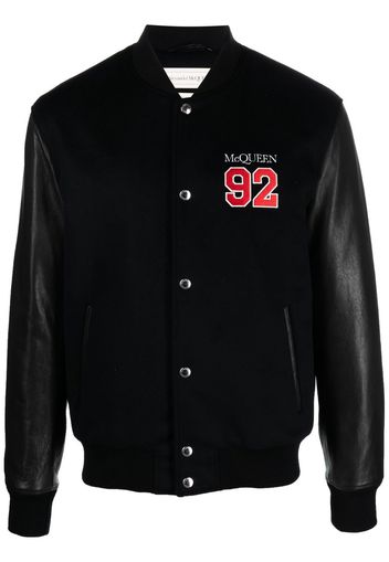 Alexander McQueen logo-embroidered varsity jacket - Schwarz