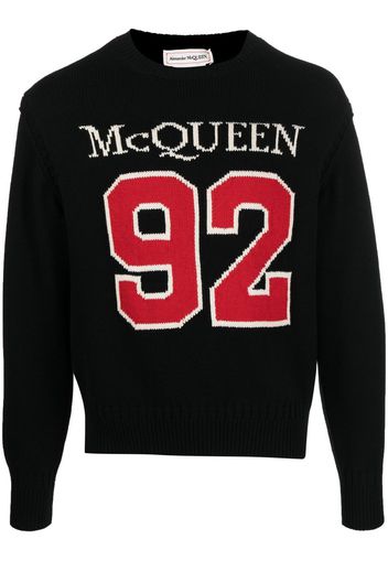 Alexander McQueen intarsia-knit knitted cotton jumper - Schwarz