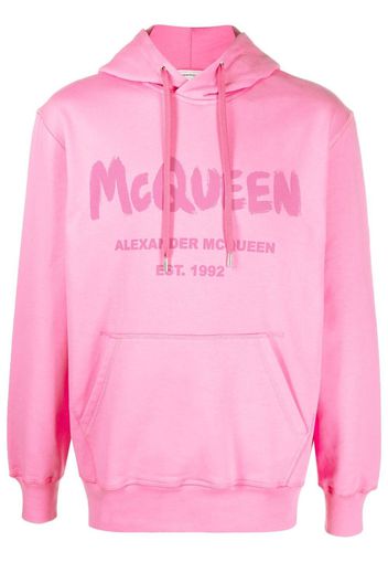 Alexander McQueen logo print drawstring hoodie - Rosa