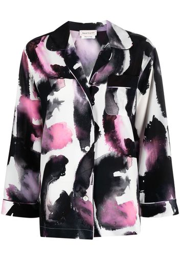 Alexander McQueen graffiti print silk shirt - Weiß