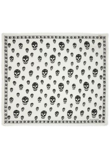 Alexander McQueen skull-print wool scarf - Weiß