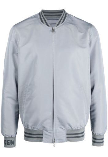 Alexander McQueen logo-print silk bomber jacket - Grau