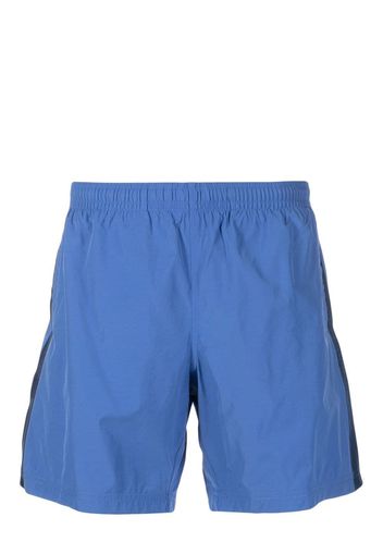 Alexander McQueen Selvedge logo-jacquard swim shorts - Blau