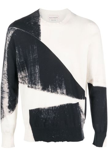 Alexander McQueen Brushstroke jacquard-knit jumper - Weiß