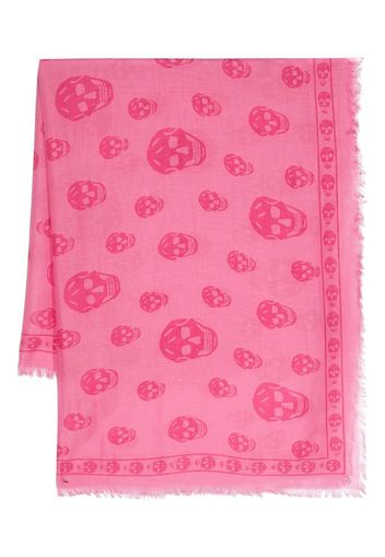 Alexander McQueen skull-print frayed scarf - Rosa