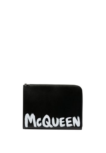 Alexander McQueen logo-print zip wallet - Schwarz