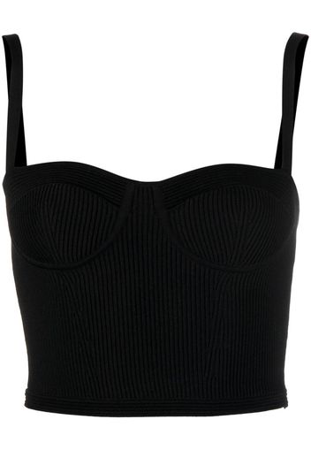 Alexander McQueen bustier-style ribbed crop top - Schwarz