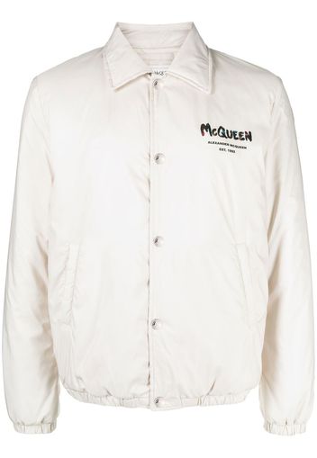 Alexander McQueen logo-print shirt bomber jacket - Nude