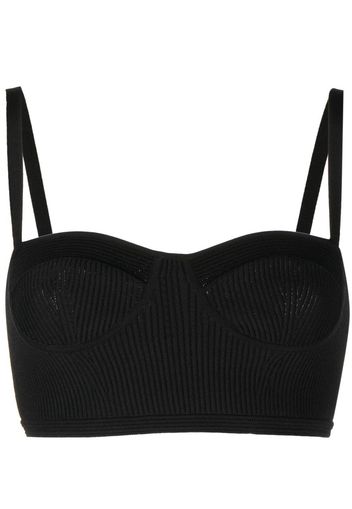 Alexander McQueen ribbed-knit bra top - Schwarz