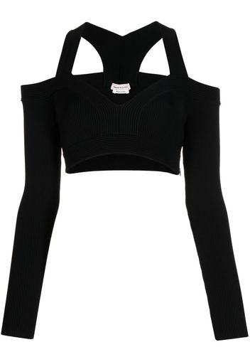 Alexander McQueen exposed shoulder knit top - Schwarz