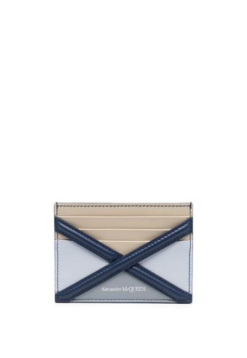 Alexander McQueen crossover-strap leather cardholder - Blau