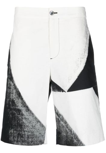 Alexander McQueen abstarct-print cotton Bermuda shorts - Weiß