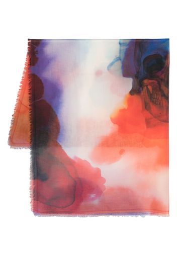 Alexander McQueen watercolour-print cashmere-silk scarf - Rot