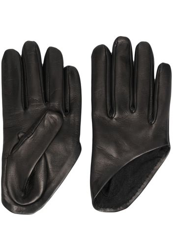 Alexander McQueen asymmetric-edge leather gloves - Schwarz