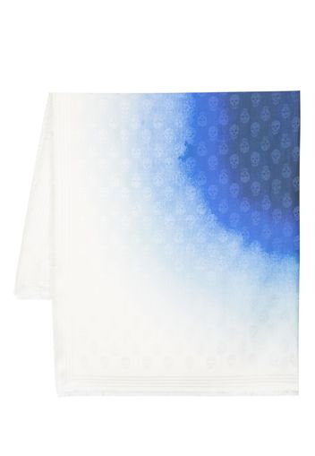 Alexander McQueen gradient skull-print scarf - Blau