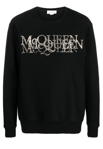 Alexander McQueen rhinestone embellished logo-detail jumper - Schwarz