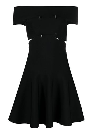 Alexander McQueen cut-out off-shoulder flared mini dress - Schwarz