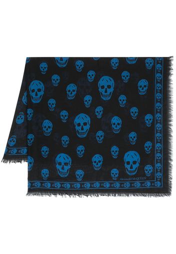 Alexander McQueen skull-print frayed scarf - Schwarz